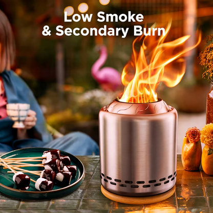 Stove TabletopFire Pit withStand -5.9" x7.8" SmokelessStainless SteelPortable Fire Pit