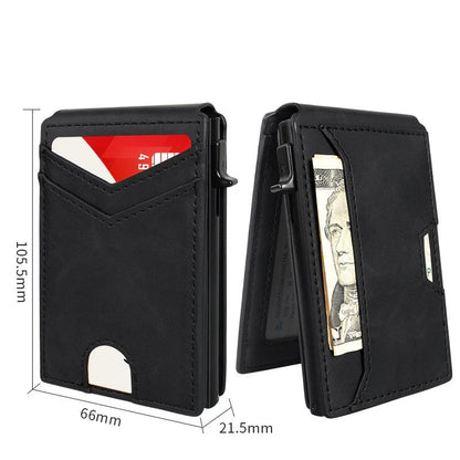 Slim RFID Wallet for Men- Pop-Up Card Holder with Money Clip & Dual ID Windows