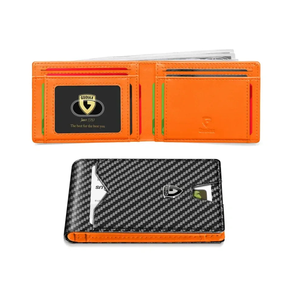 Rfid Blocking Leather &Carbon Fiber Credit Card Holder